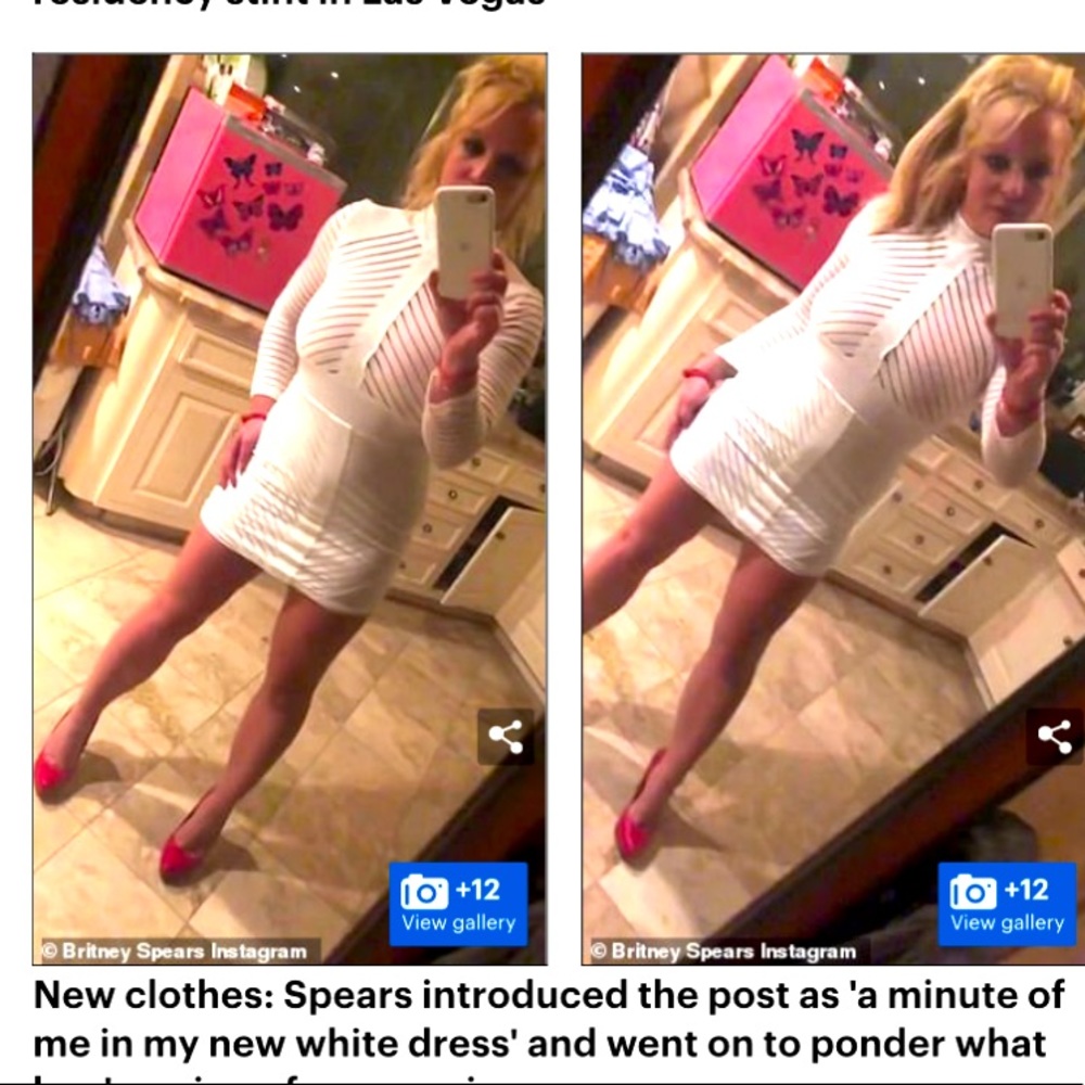 Sheer off white long sleeve dress as seen on Britney Spears